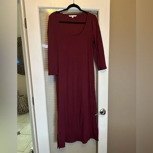 NWT The Nines by HATCH Ribbed Bodycon Maternity Dress 3/4 Sleeve Burgundy